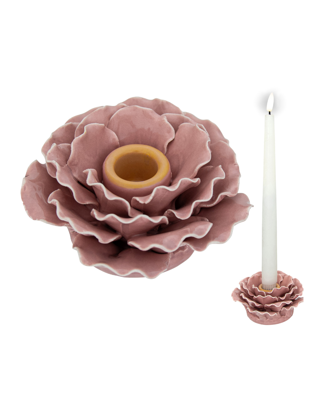 Spring Ceramic Candle Holder Pink Rose