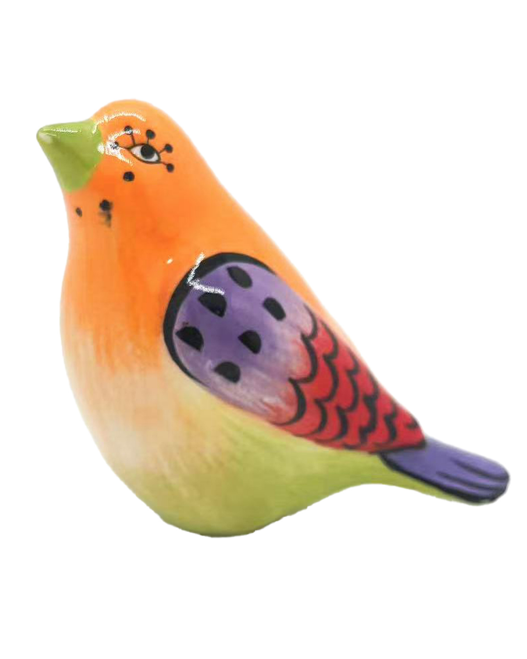 Ginger Ceramic Bird Orange Purple Small