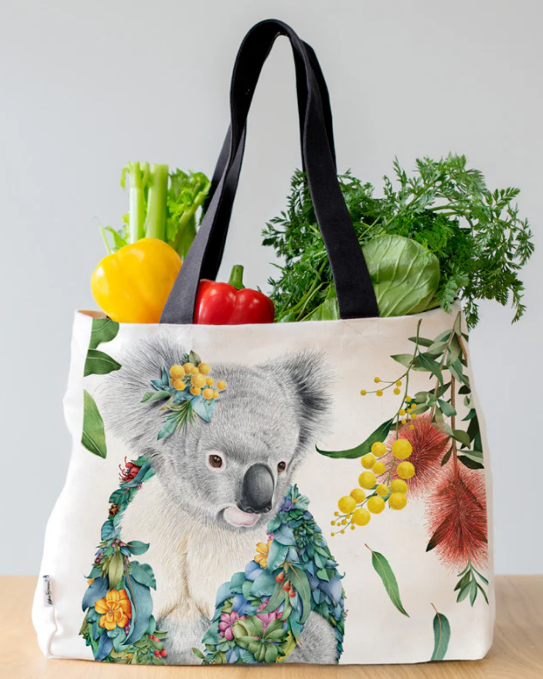 Koala Portrait Large Organic Cotton Canvas Tote Bag