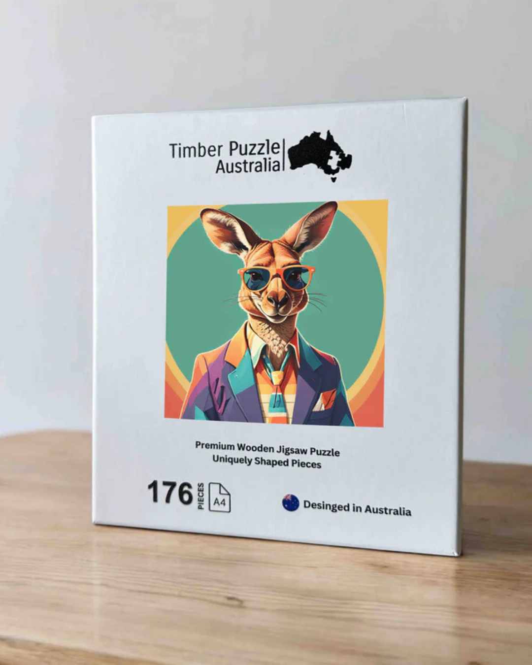 Retro Colorful Kangaroo Wooden Puzzle