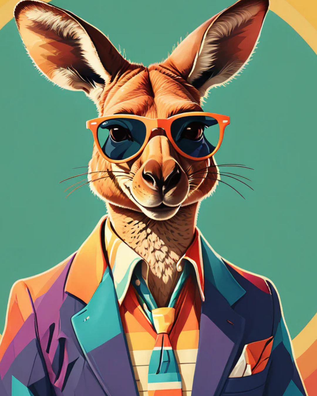 Retro Colorful Kangaroo Wooden Puzzle