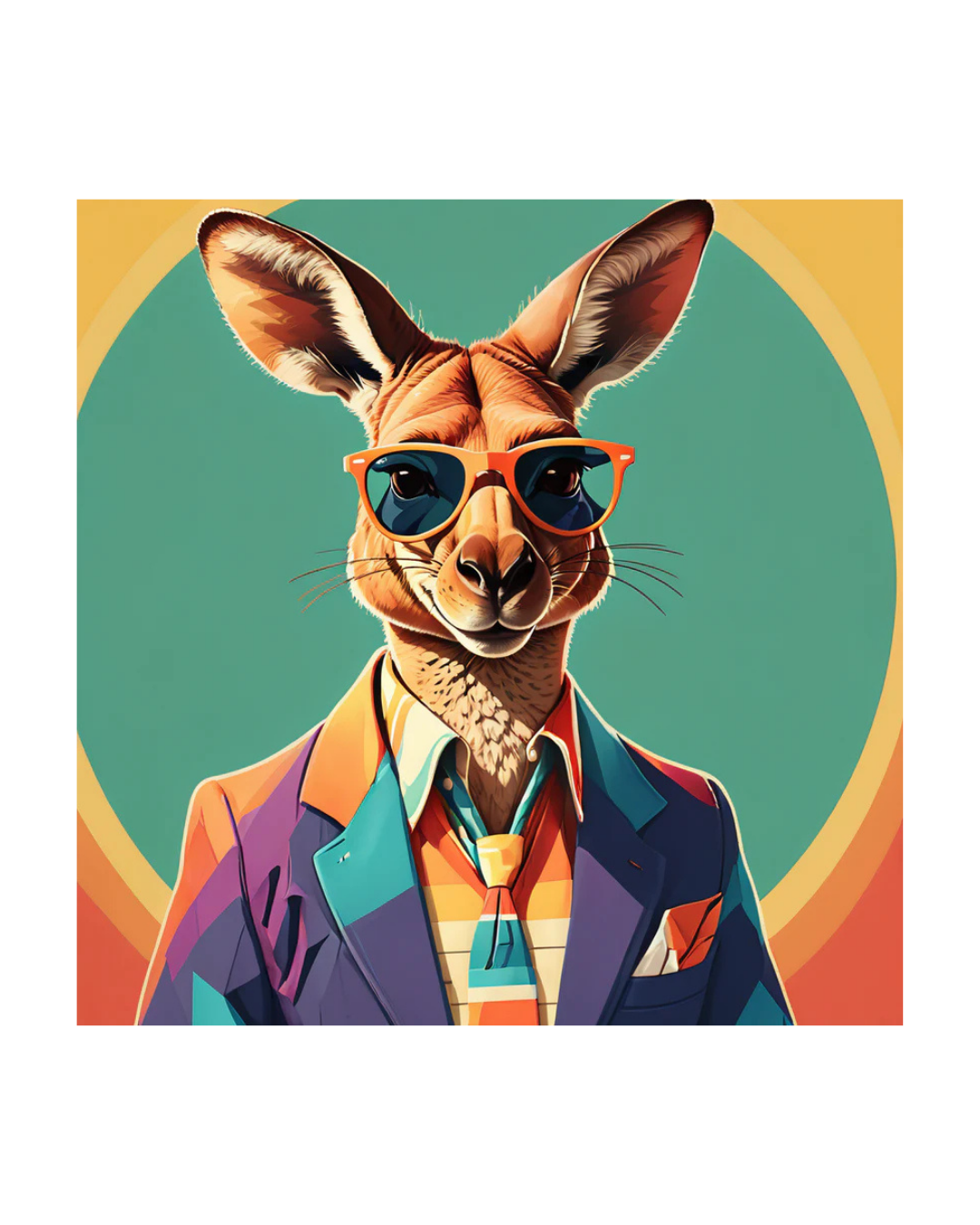 Retro Colorful Kangaroo Wooden Puzzle