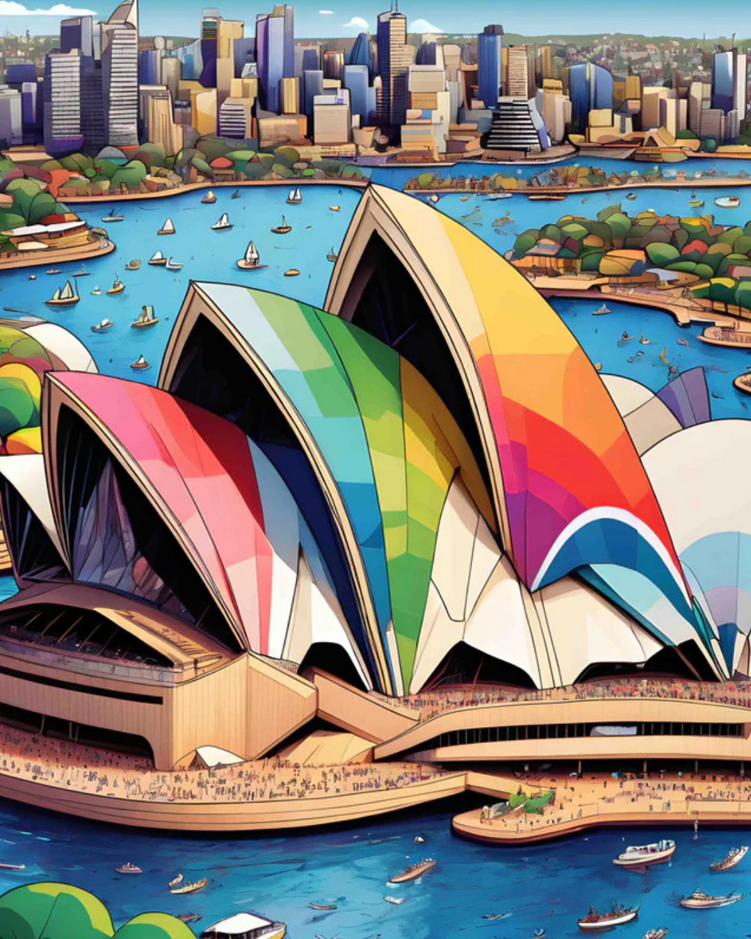 Colorful Sydney Opera House Wooden Puzzle