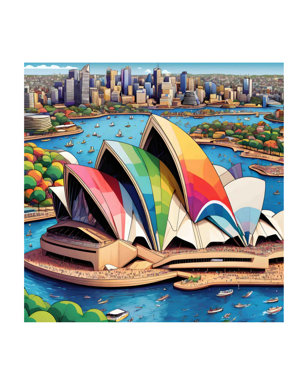 Colorful Sydney Opera House Wooden Puzzle