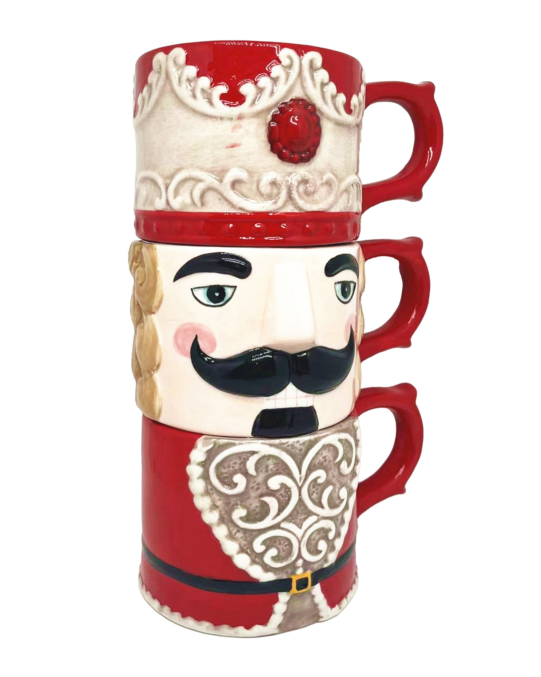 Ceramic Nutcracker Triple Mug Set