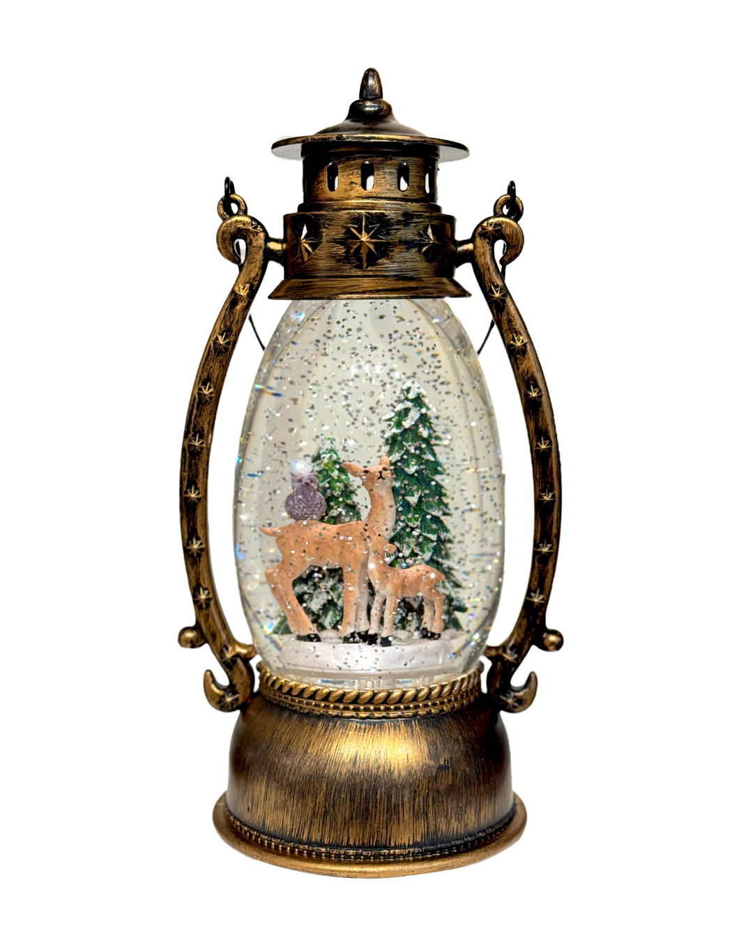 LED Snow Lantern Bronze Round Lantern