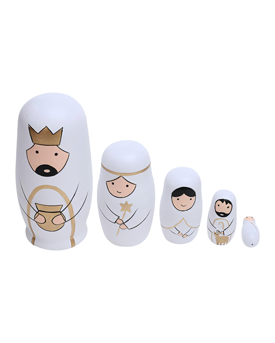 Wooden White Nativity Babushka