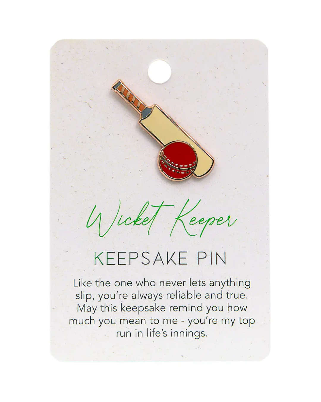 Champions Of Life Wicket Keeper Keepsake Pin
