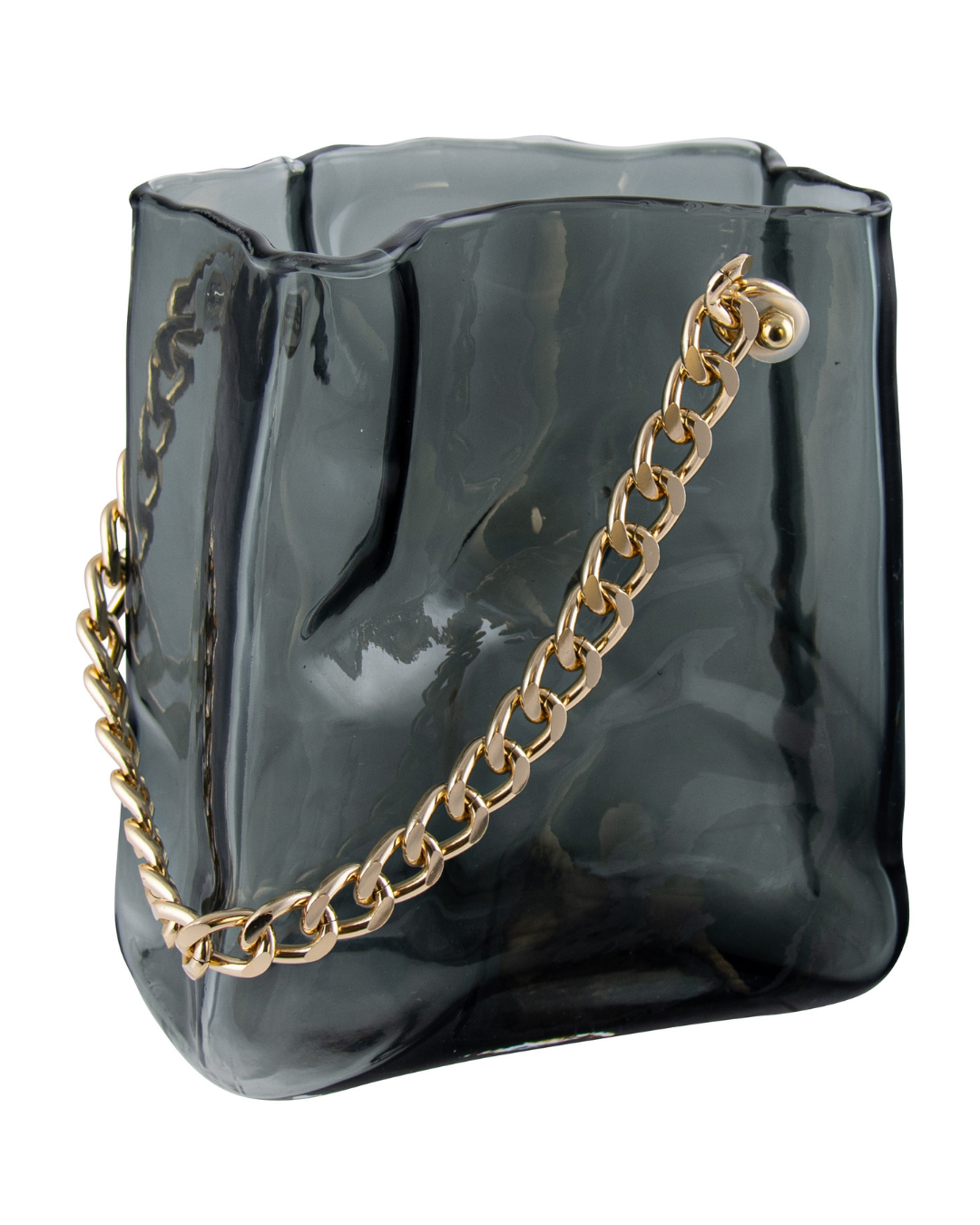 Ebony Glass Bag Black with Gold Chain Small