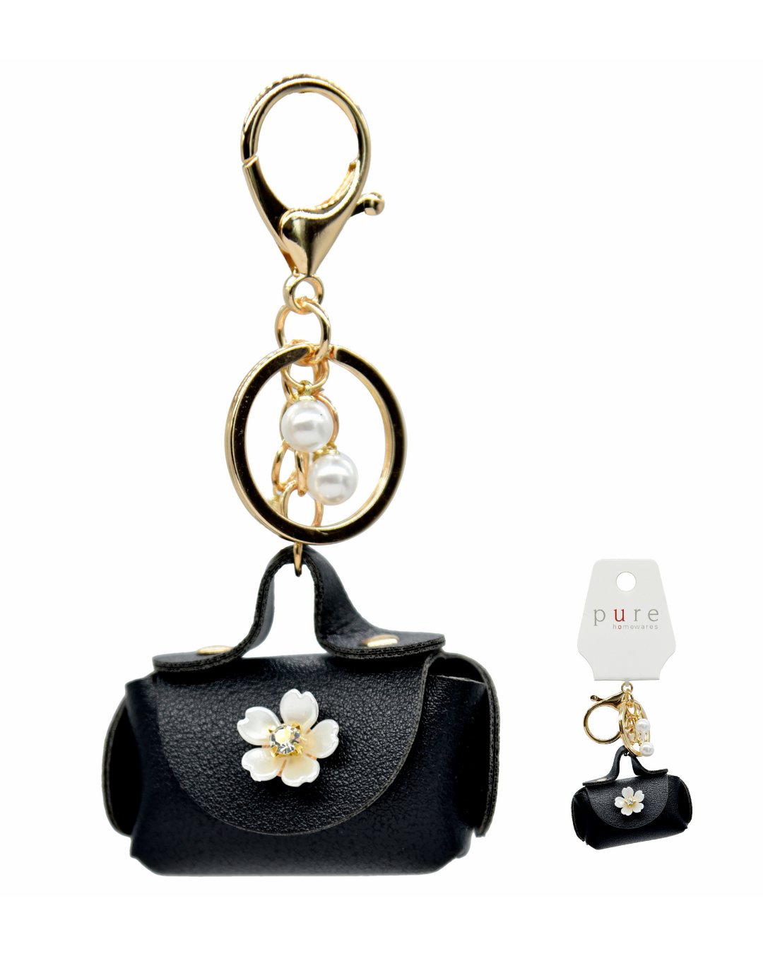 Emilie Keychain - Flower Black