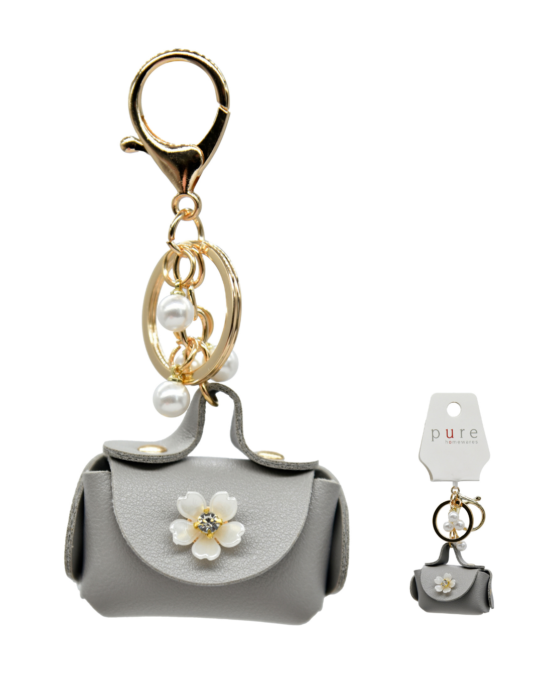 Emilie Keychain - Flower Grey