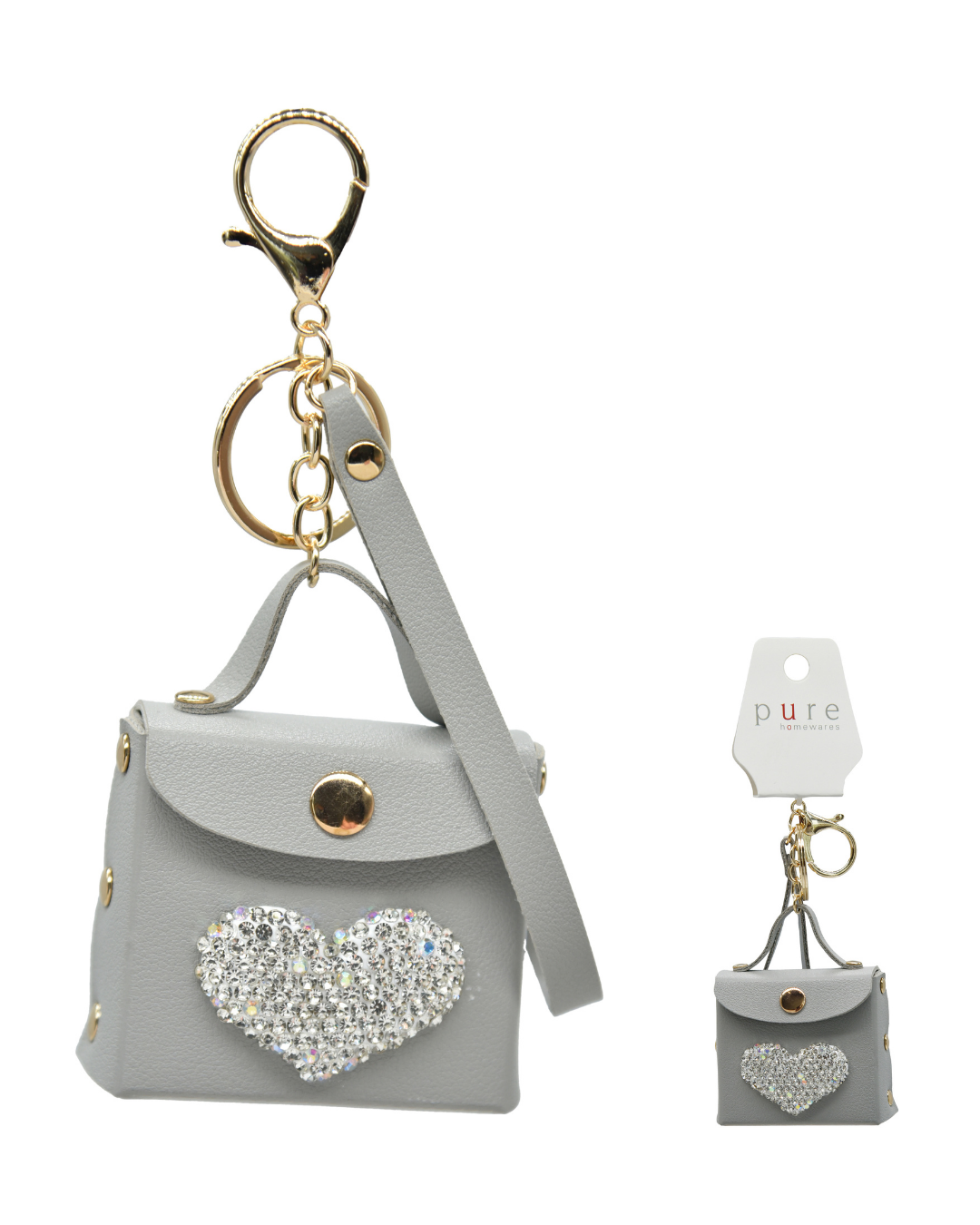 Emilie Keychain - Heart Grey