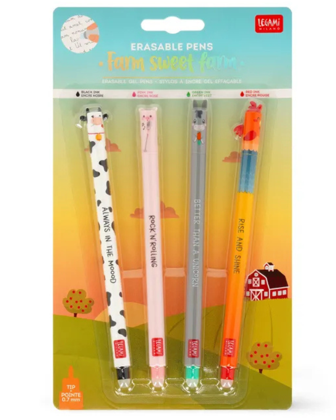 Set of 4 Erasable Gel Pens – Farm Sweet Farm