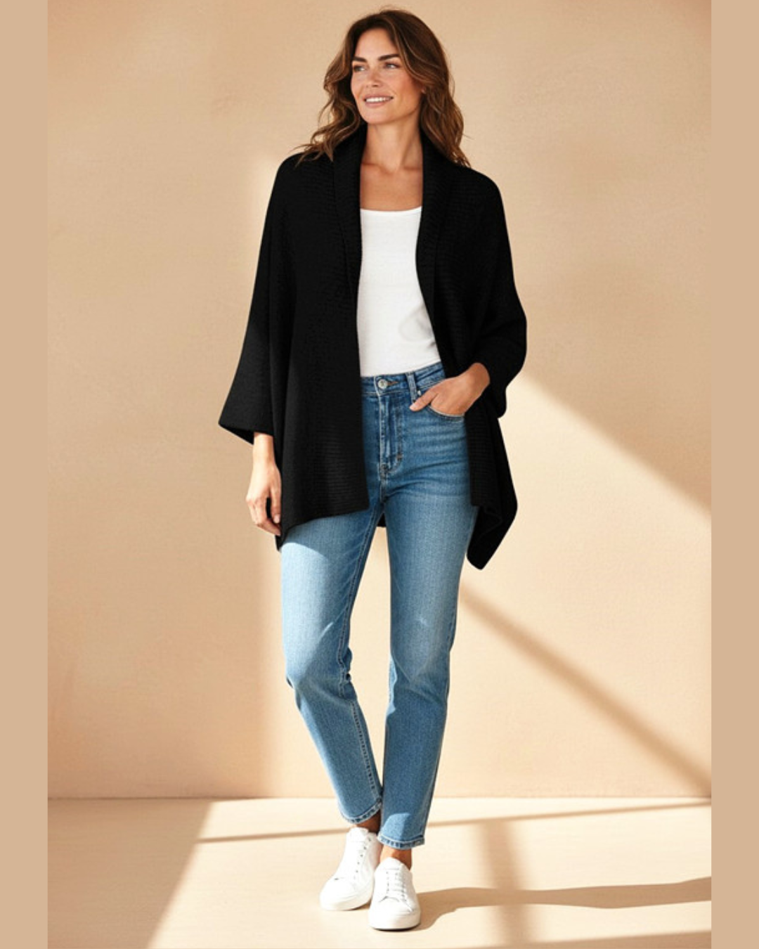 Stylish Knitted Cape - Black