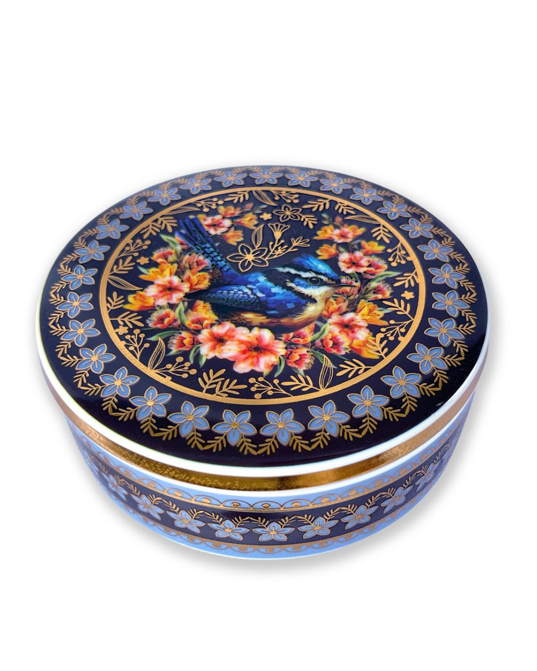 Ceramic Glam Jar - Blue Wrens