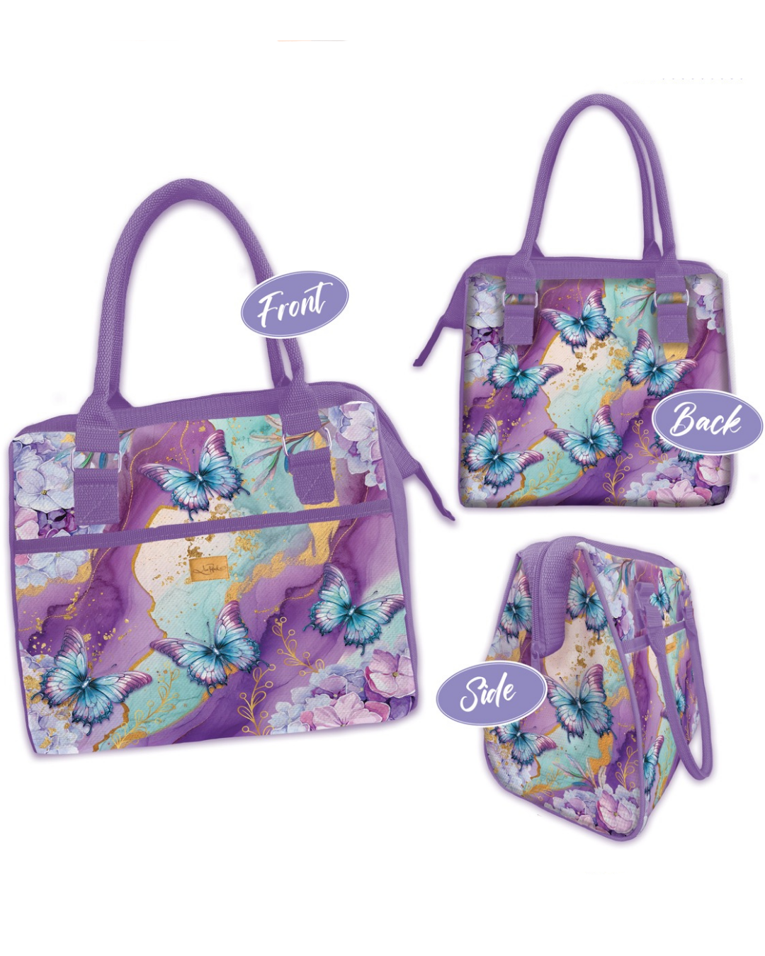 Lunch Tote Cooler Bag - Amethyst Butterfly