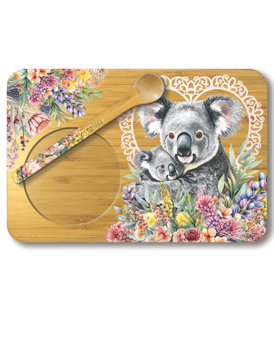 Bamboo Tea Tray With Spoon - Koala Cuddles