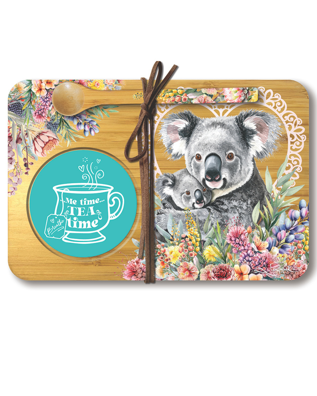 Bamboo Tea Tray With Spoon - Koala Cuddles