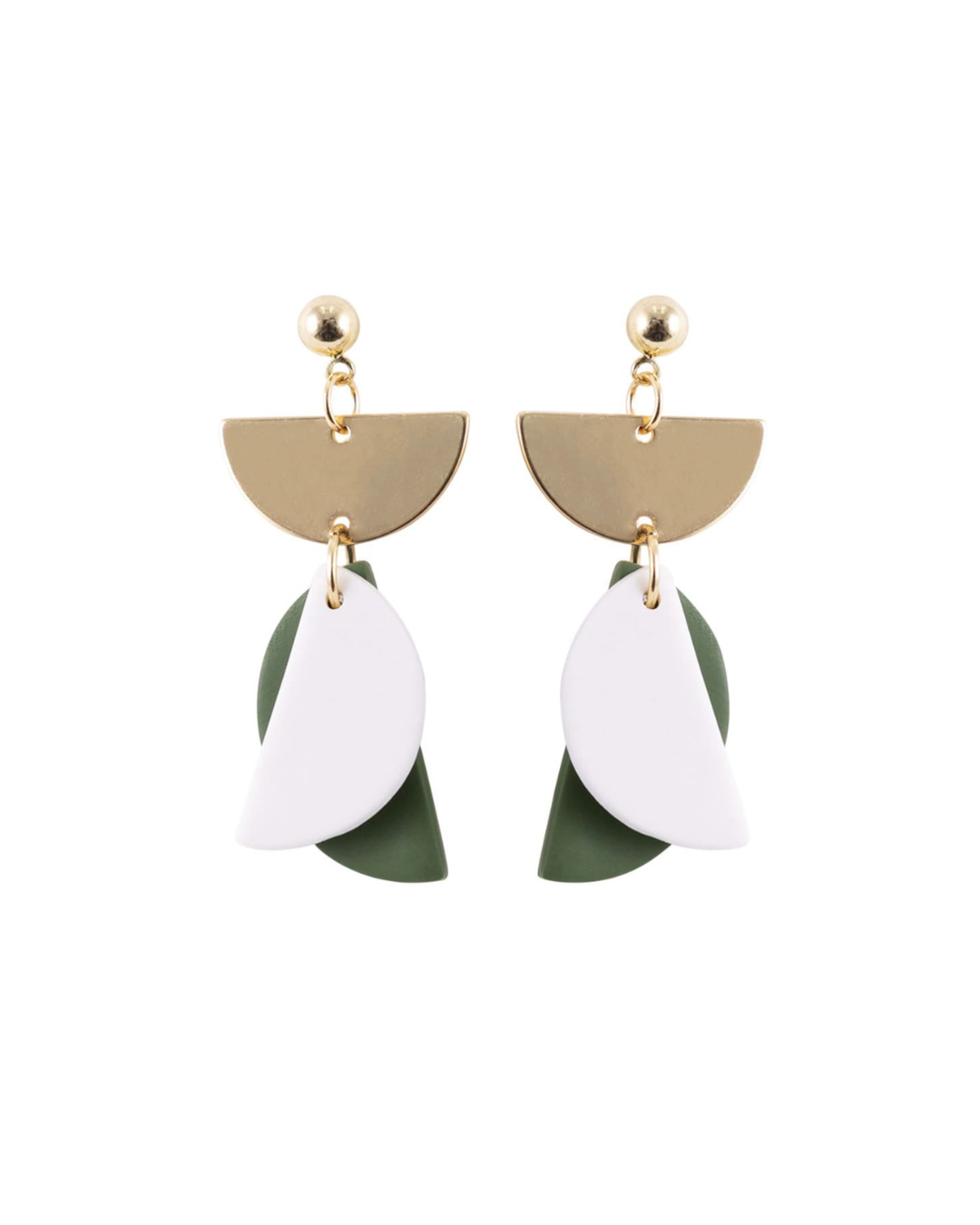 Green Half Moons Earrings