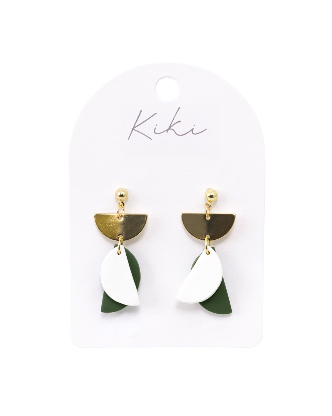 Green Half Moons Earrings