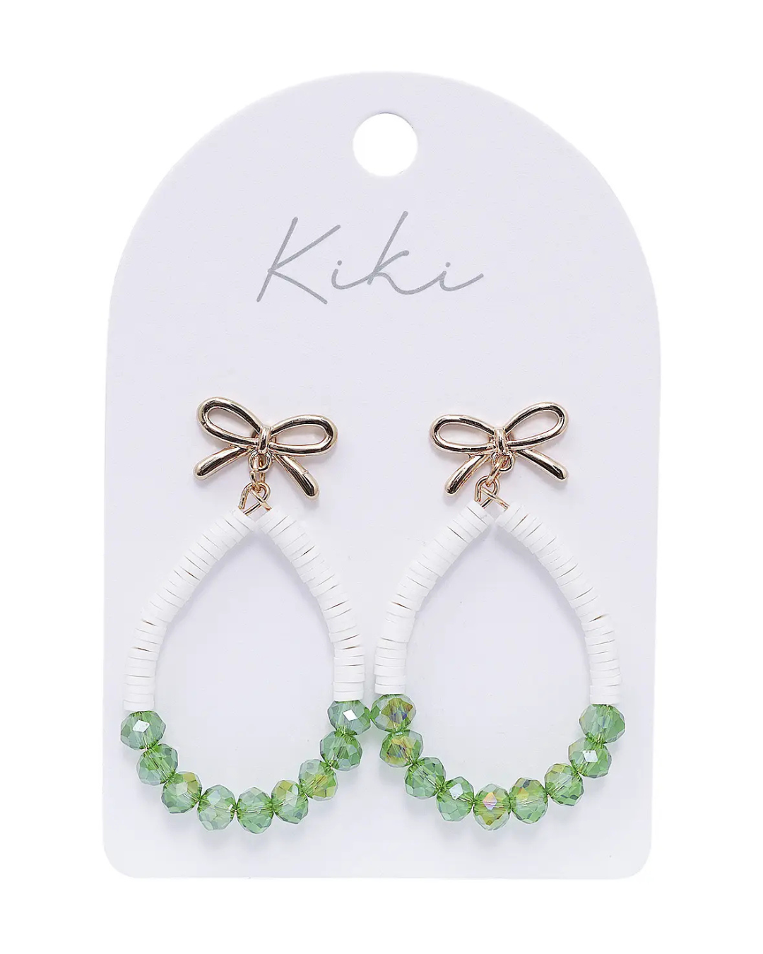 Green Bow Teardrop Earrings