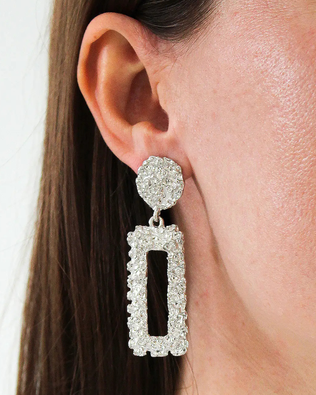 Luxe Silver Rectangle Earrings