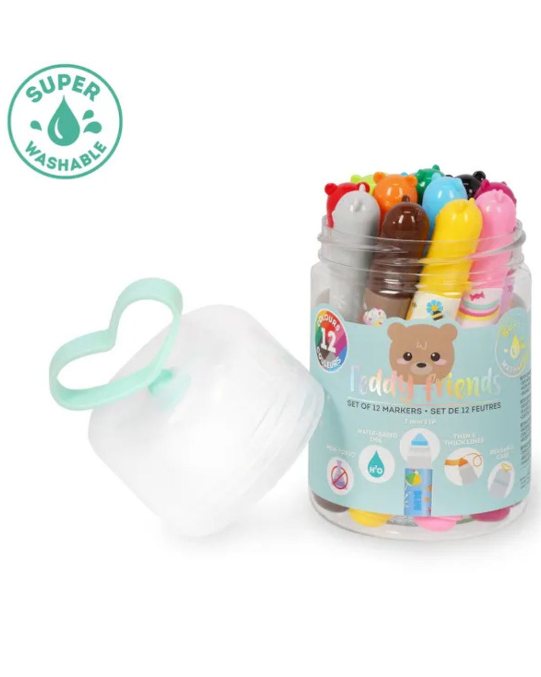 Set of 12 Markers - Teddy Friends
