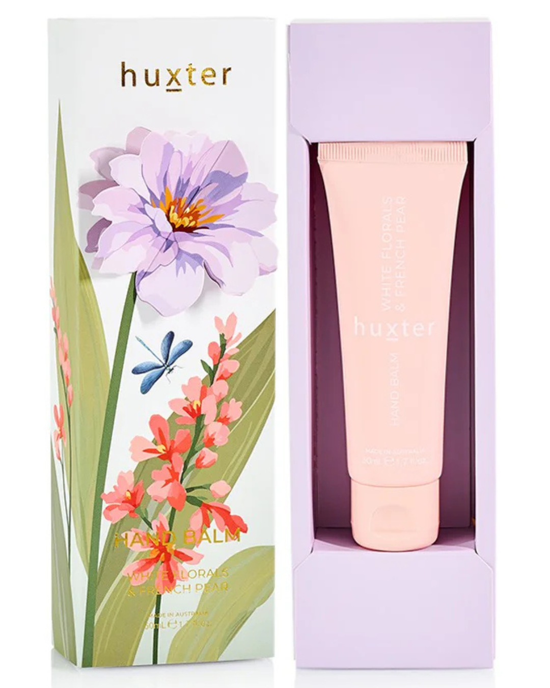 Hand Balm Gift Box -  Pink Flower - White Florals & French Pear
