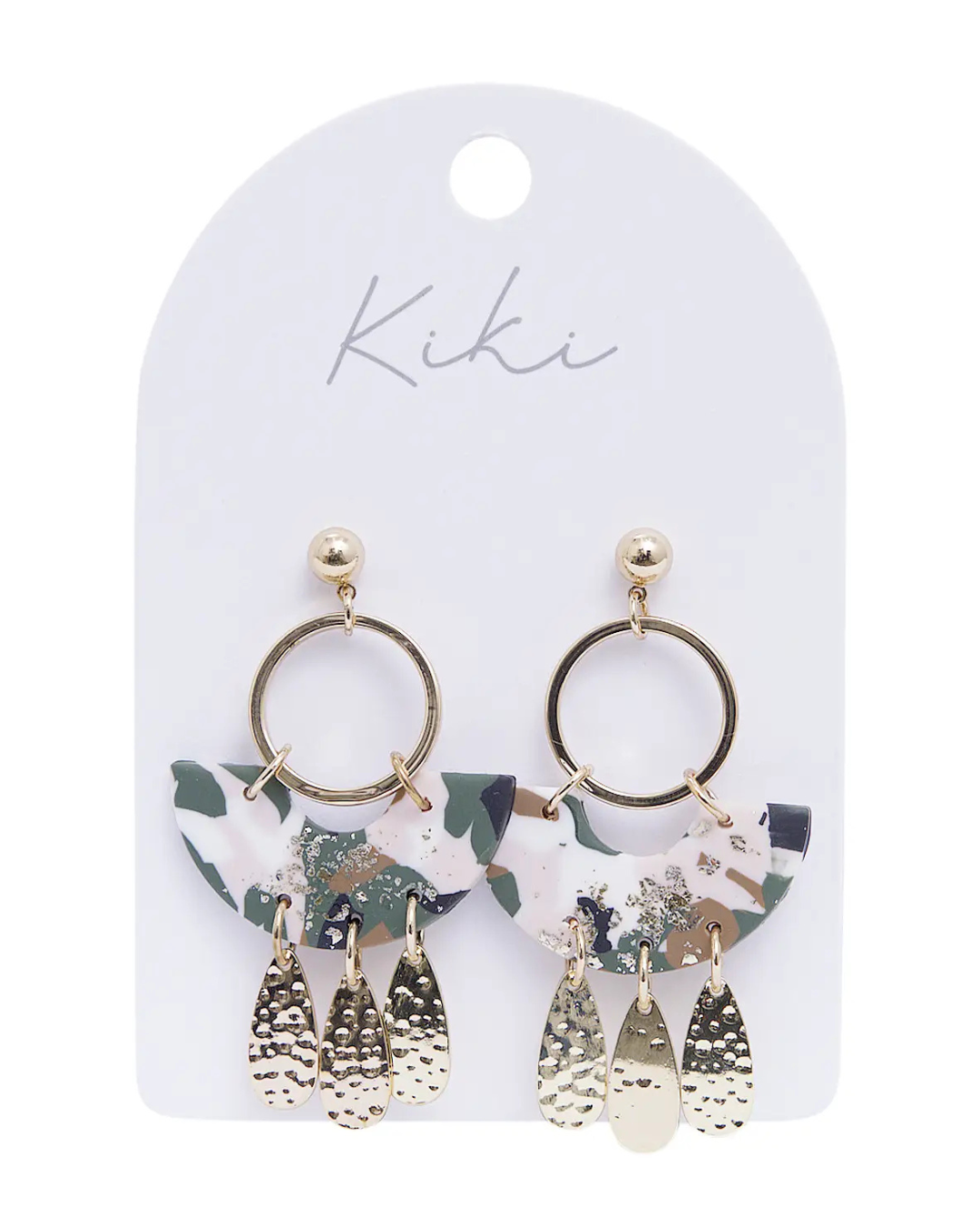 Green Terrazzo Teardrop Earrings