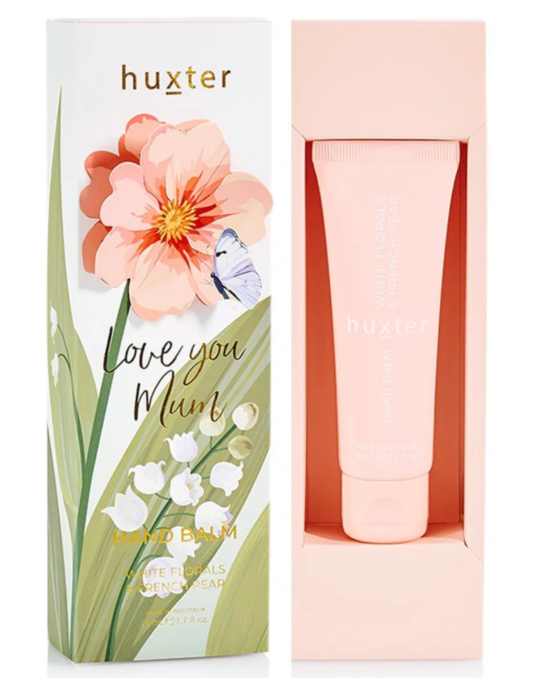 Hand Balm Gift Box -  Pink Flower - White Florals & French Pear