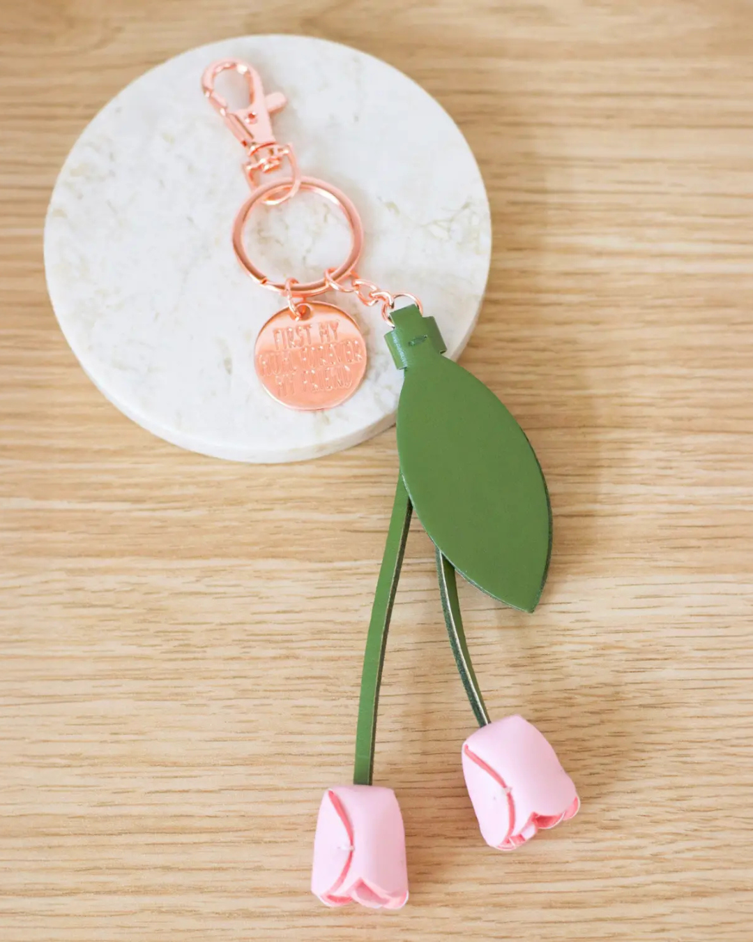 Mother's Day Rosebud Bag Charm Keychain