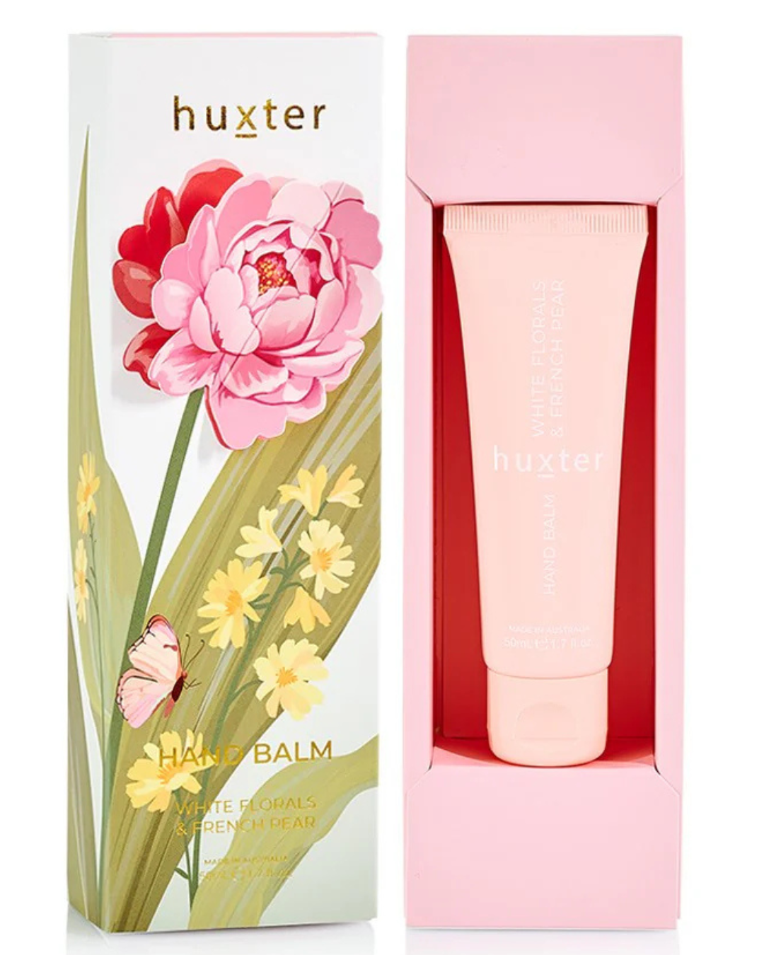 Hand Balm Gift Box -  Pink Flower - White Florals & French Pear