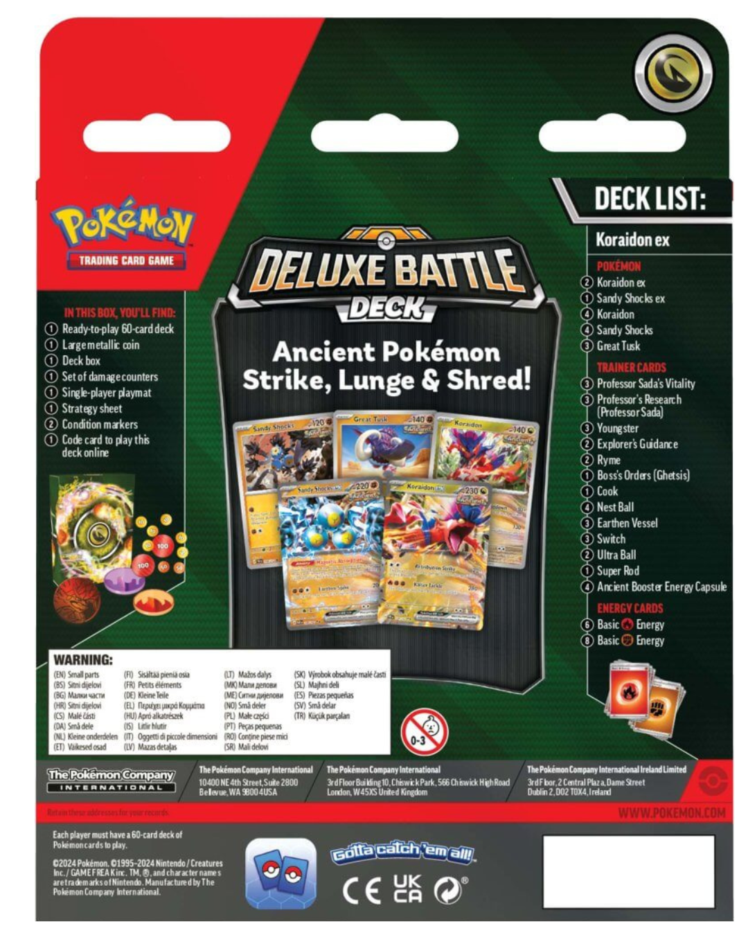 Pokémon TCG Miraidon ex / Koraidon ex Deluxe Battle Deck