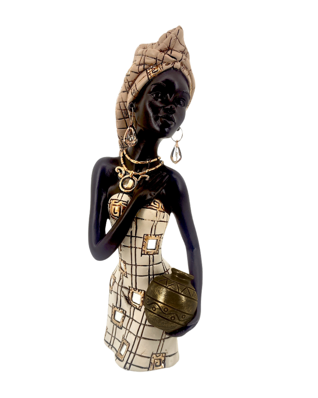 Rita Resin Gold Dress Woman Holding Bowl