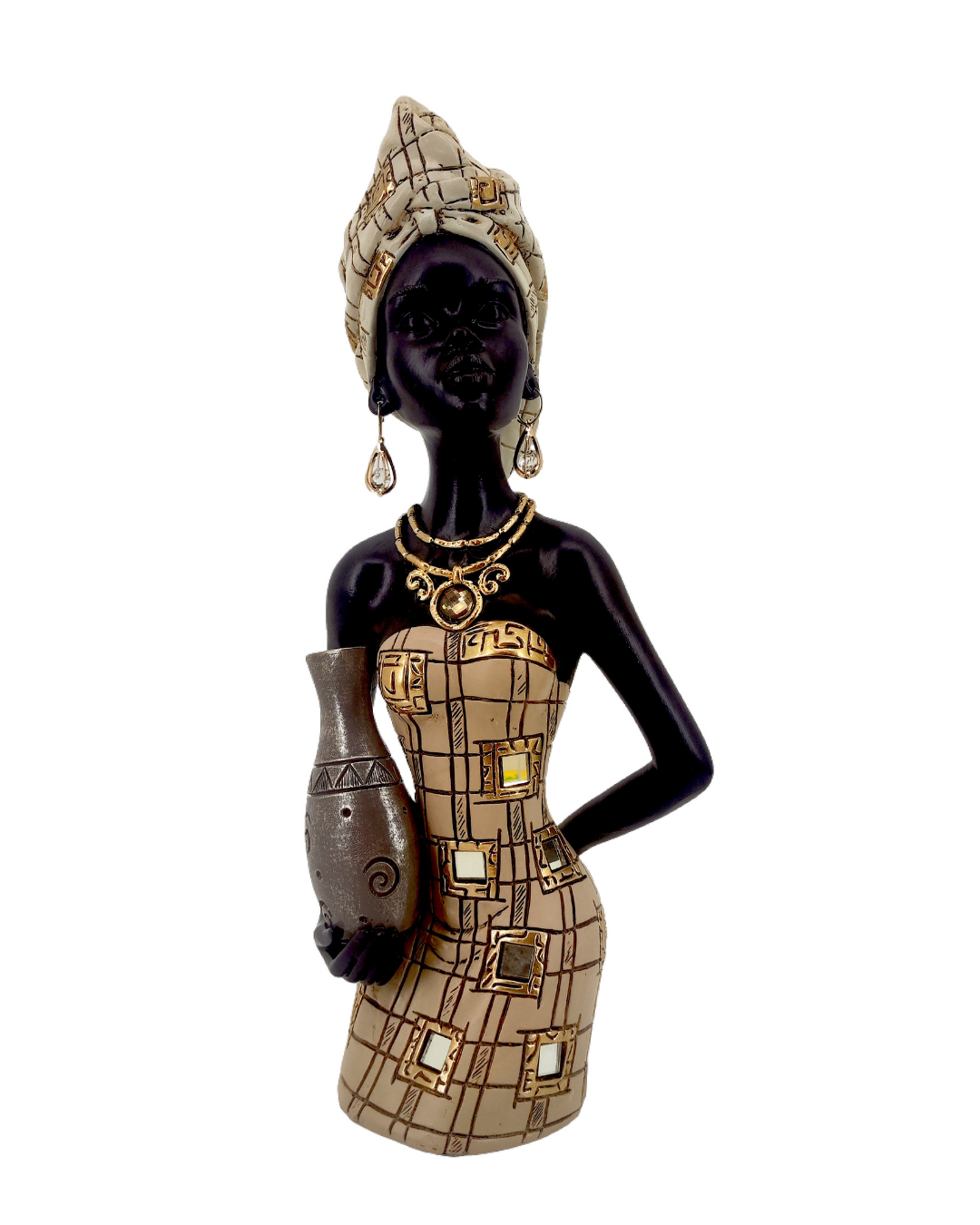 Rita Resin Gold Dress Woman Holding Urn