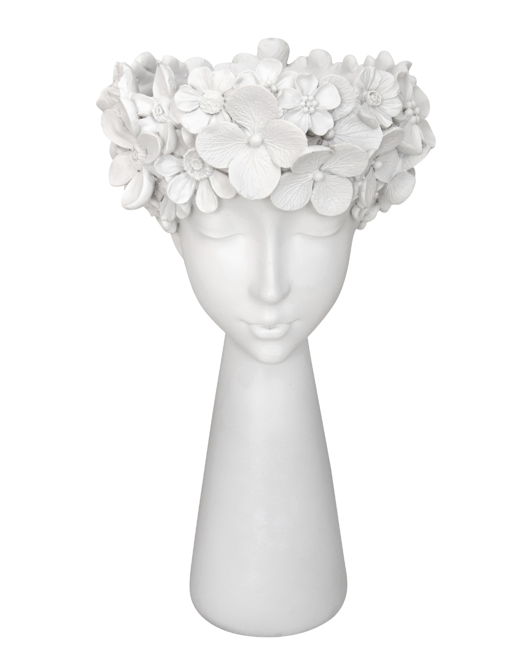 Elizabeth White Resin Flower Head Pot Lge