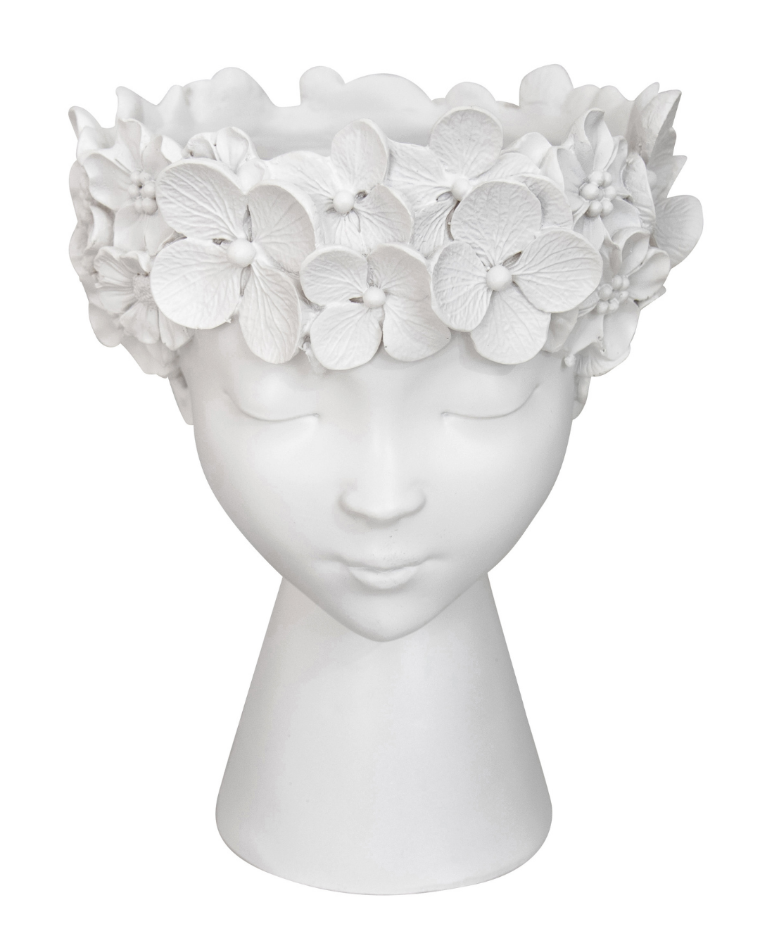 Elizabeth White Resin Flower Head Pot Sml