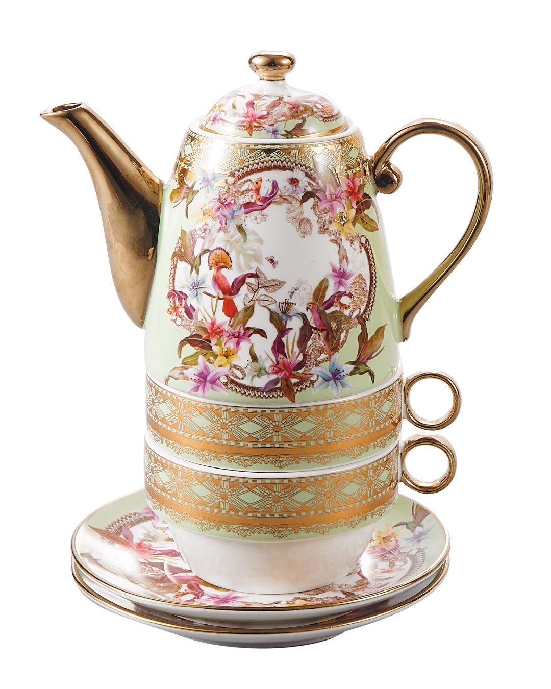 Milano Tea for Two Green Rose Floral