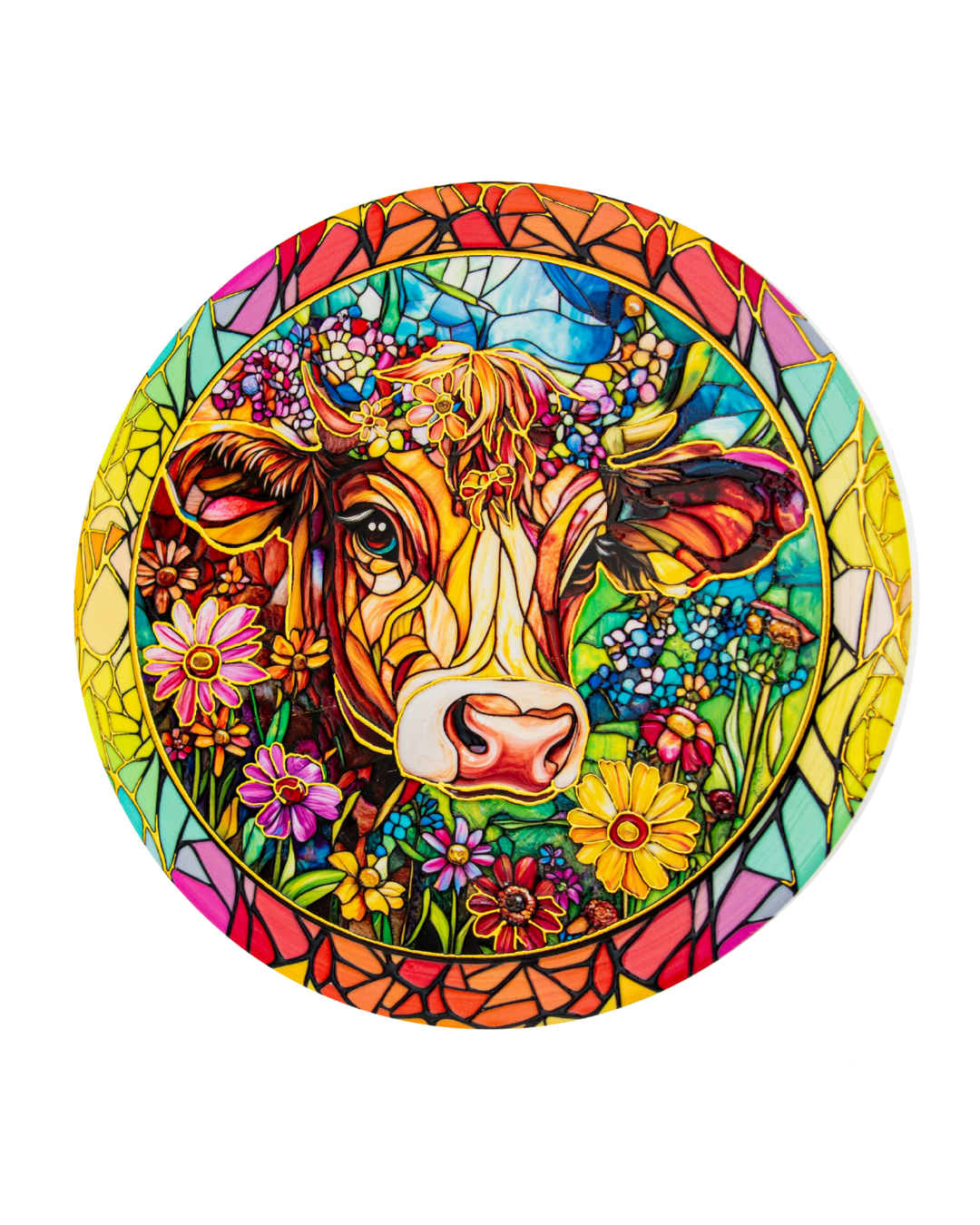 Jericho Ceramic Round Tan Cow Trivet