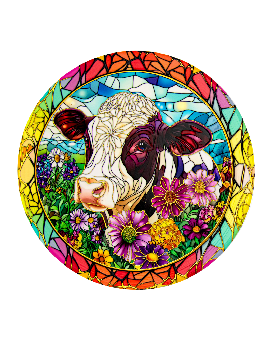 Jericho Ceramic Round White Brown Cow Trivet