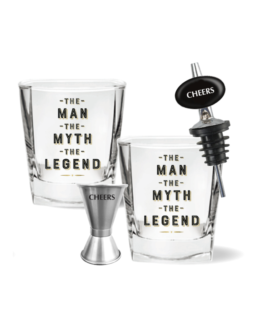 The Man, Myth, Legend Spirit Glass Set