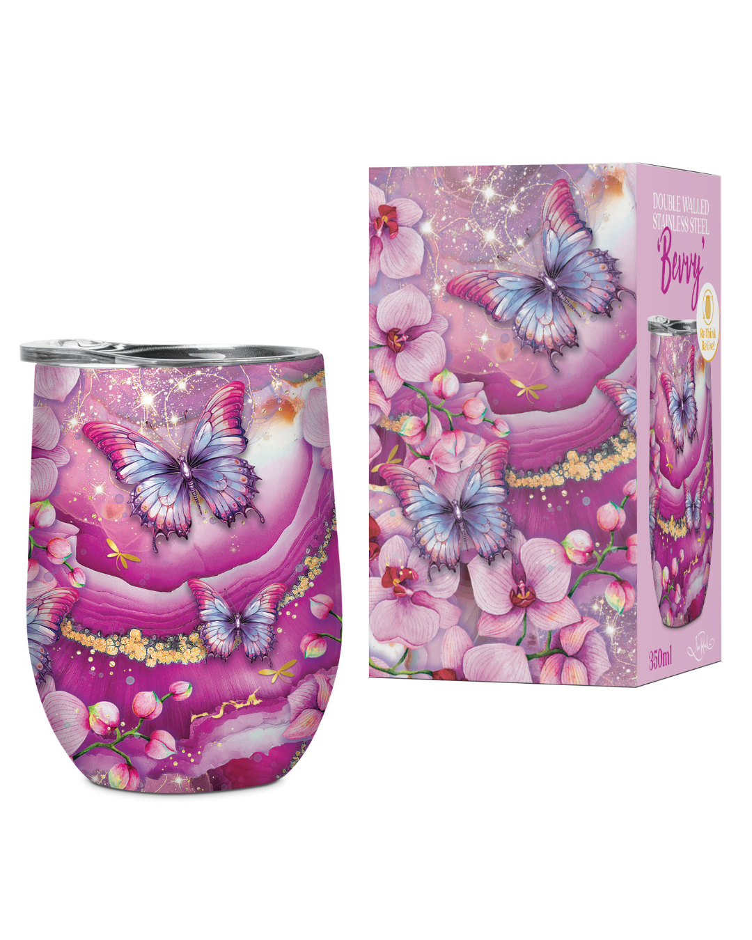 Fuchsia Butterfly - Stainless Steel Bevvy