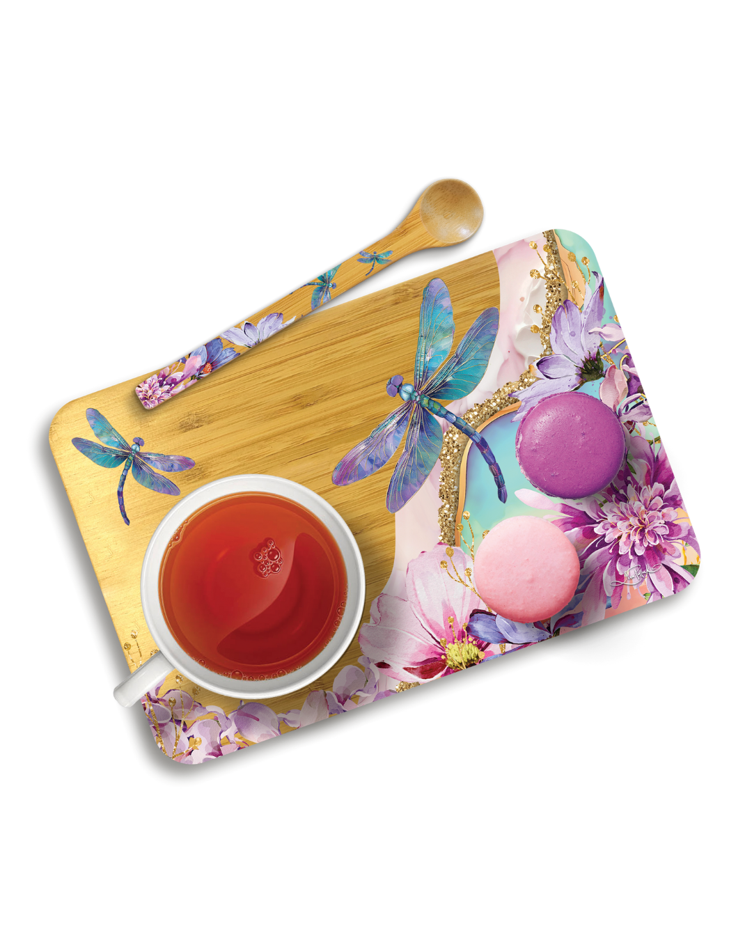Bamboo Tea Time Tray - Delightful Dragonflies