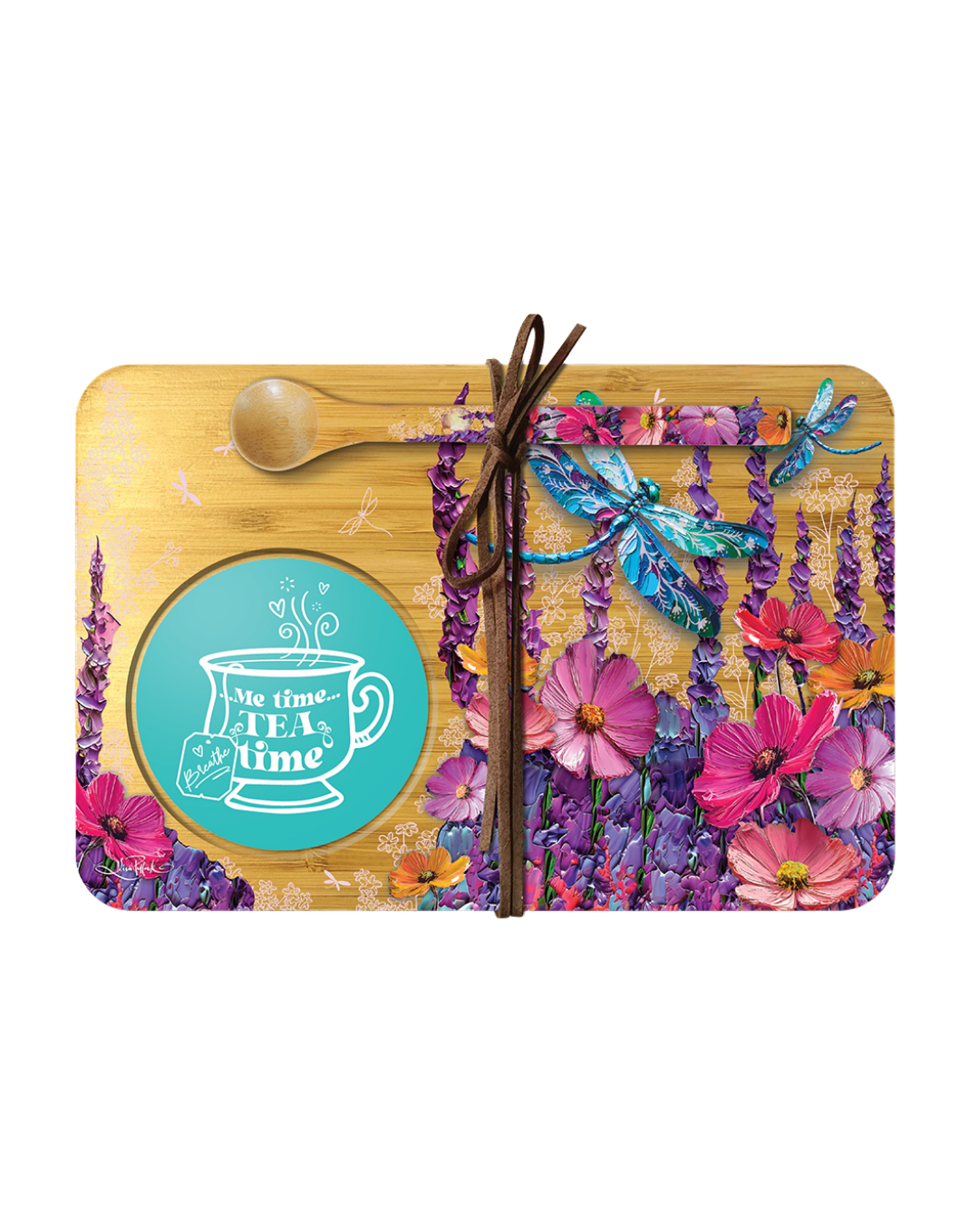 Bamboo Tea Time Tray - Playful Dragonflies