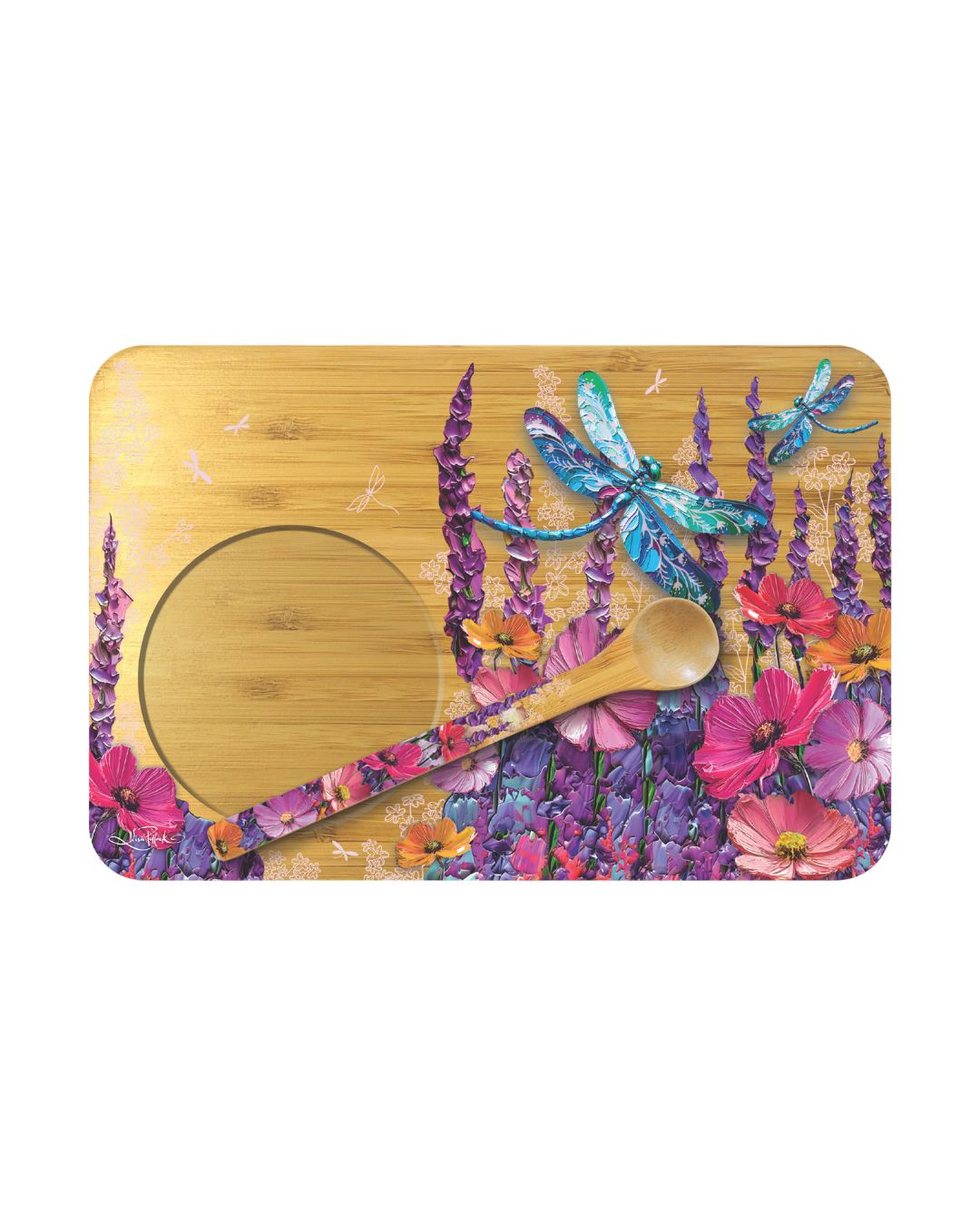 Bamboo Tea Time Tray - Playful Dragonflies