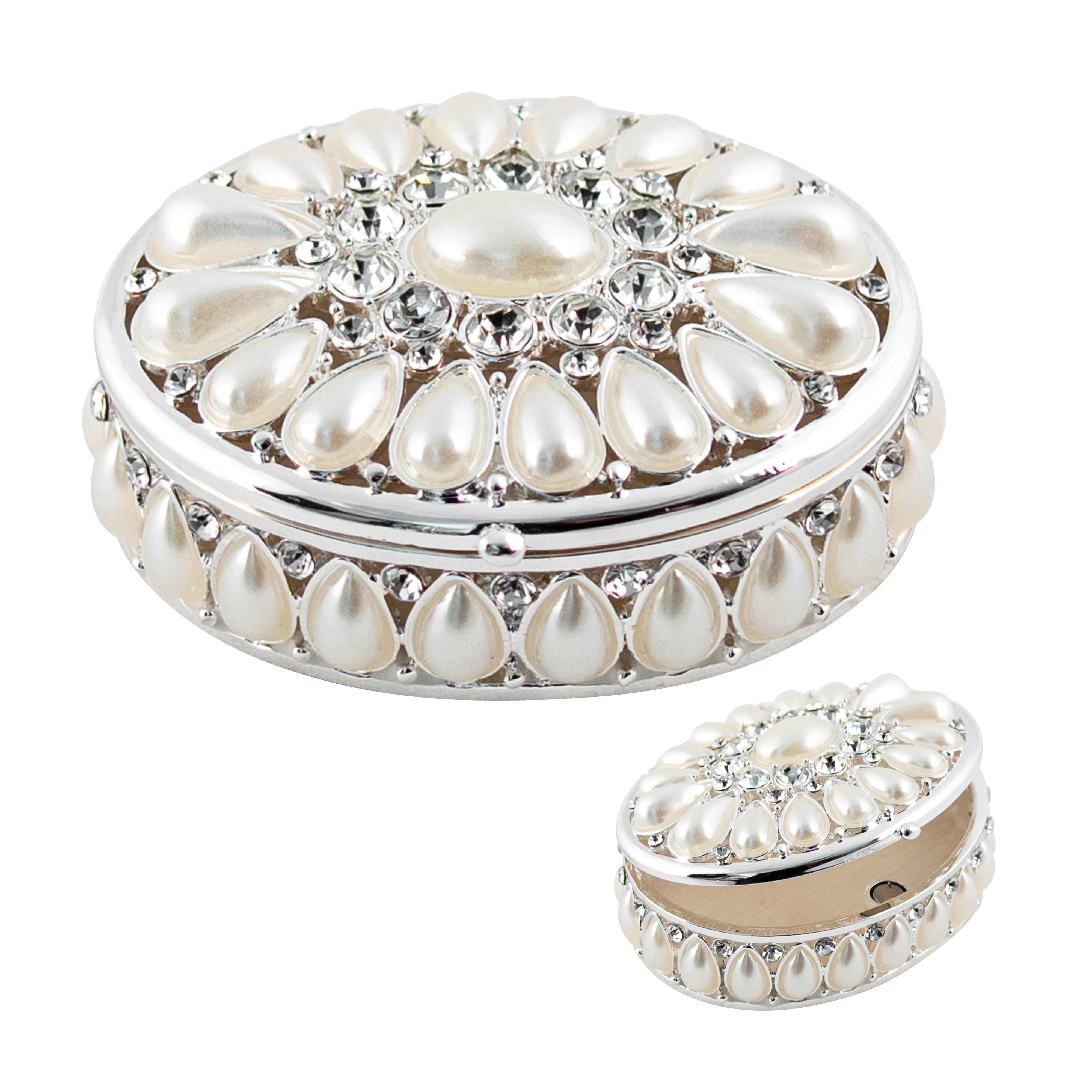 Felicity Pewter Silver Pearl Oval Box