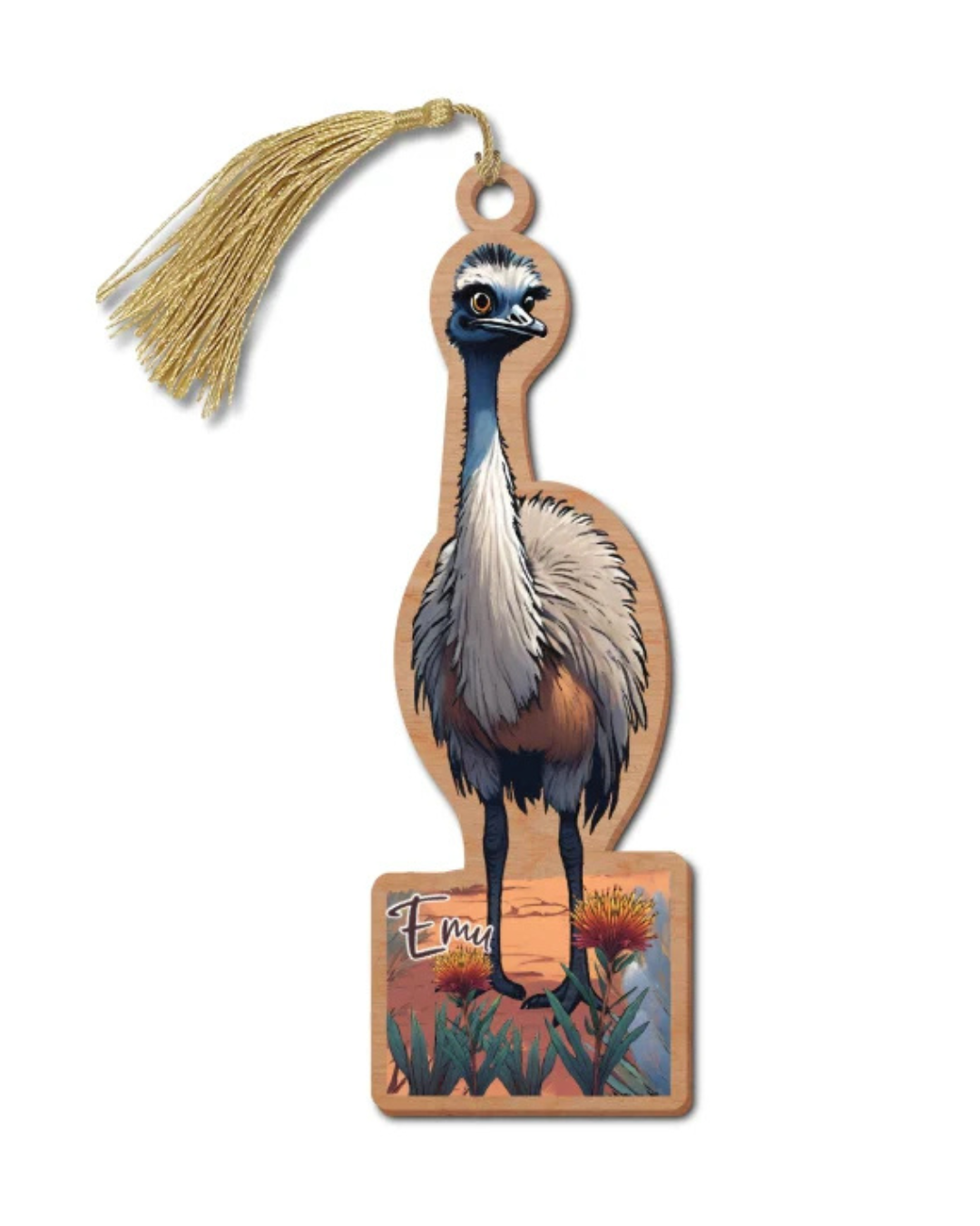 Australian Made Wooden Bookmark - Emu