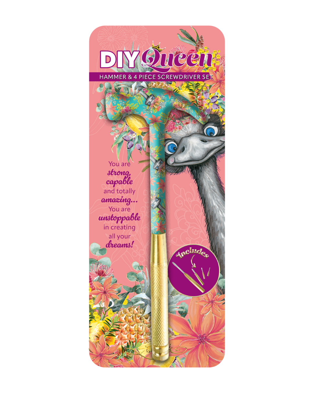 Happy Emu Hammer and Screwdriver