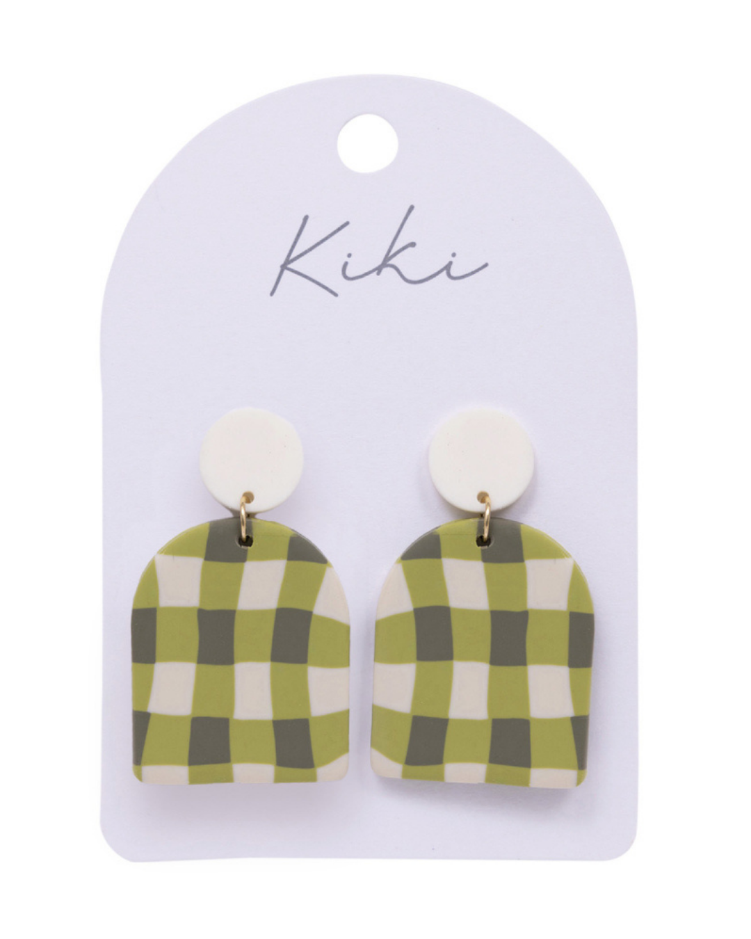 Green Gingham Earrings