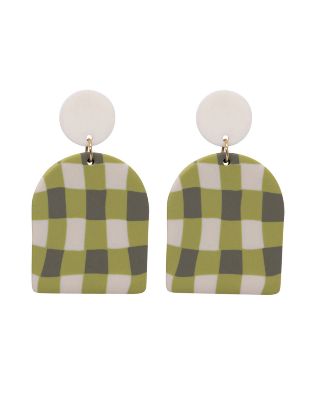 Green Gingham Earrings